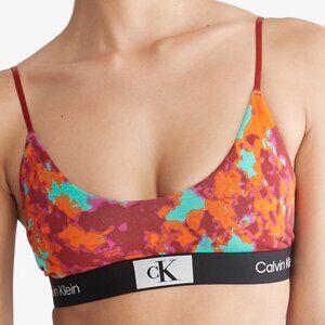 Calvin Klein Women's 1996 Look Unlined Pullover Bralette, Multi Tie Dye, Medium